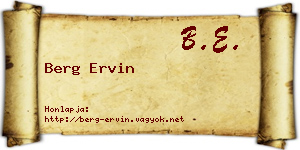 Berg Ervin névjegykártya
